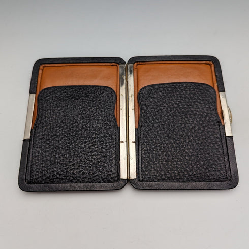 1910 年英國古董純銀裝飾黑色皮革皮夾 M Chapman